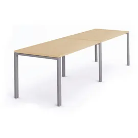 Rocada Mehrfacharbeitstisch Total BxTxH 320x80x73cm Gestell grau Platte Melamin buche