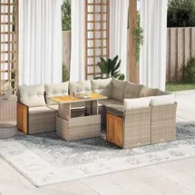 vidaXL Garten-Sofagarnitur 9-tlg. Loungeset beige