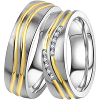Trauring »Schmuck Geschenk Edelstahl Trauring Ehering Partnerring LIEBE«, Made in Germany, wahlweise mit oder ohne Zirkonia, 98479017-56 edelstahlfarben-gelbgoldfarben + kristallweiß mit Zirkonia