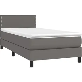 vidaXL Boxspringbett mit Matratze Grau 100x200 cm Kunstleder