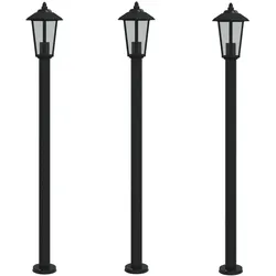 vidaXL Wegeleuchten 3 Stk. Schwarz 120 cm Edelstahl