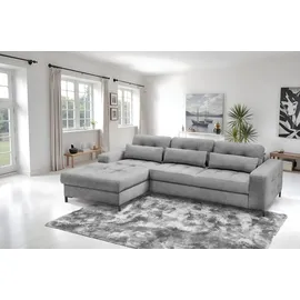 exxpo - sofa fashion Ecksofa Bonito, mit Rücken- und Sitztiefenverstellung, inkl. Bett & Bettkasten, Sitztiefenverstellung,Höhenverstellung grau
