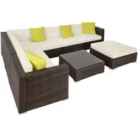 Tectake tectake® Rattan Lounge mit Aluminiumgestell wetterfest und UV-beständig,