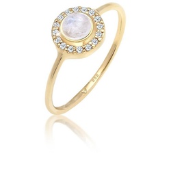 Elli DIAMONDS Fingerring Verlobung Mondstein Diamant (0,08 ct) 585 Gelbgold, Herz goldfarben 54