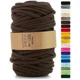 Netuno 1x Makramee-Garn Braun 9 mm 50 m Makramee Kordel Baumwolle mit Polyesterkern Baumwollkordel Schnur Bastelgarn farbig für Dekoration Wandbehang Blumenampel Cotton Cord Macrame