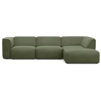 Ecksofa RAUM.ID "Merid jederzeit durch Module erweiterbar L-Form" Sofas Gr. B/H/T: 295cm x 70cm x 162cm, Samtcord, Ottomane rechts, grün als Modul oder separat verwendbar, für individuelle Zusammenstellung