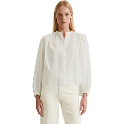 Langarmbluse, Raffdetails, Stehkragen, weit geschnitten, Gr. 40, white cotton, , 74161711-40