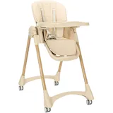 Lorelli Kinderhochstuhl klappbar, Baby Hochstuhl, Kinderstuhl mitwachsend Tummy Time, Verstellbarer Babystuhl für unterwegs, Beige