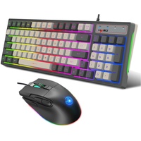 HXSJ V600+A905 Tastatur- und Mausset, RGB-beleuchtete Tastatur + hochpräzise Maus, 13 RGB-Lichteffekte | Makroprogrammierfunktion | einstellbare DPI