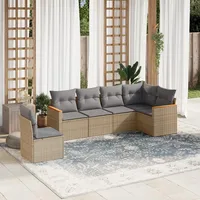 Gecheer 6-TLG. Gartenlounge Set, Balkonlounge Set, Terrassensofa, Loungemöbel Polyrattan, Polyrattan Gartenmöbel, Garten Sofa Set, Kissen