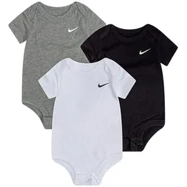 Nike Sportswear Body für Babies (Packung, 3-tlg) im praktischen 3er-Pack, mit Rundhalsausschnitt, für Babys grau|schwarz 74 (9)