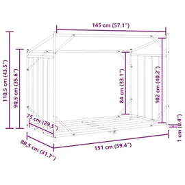 vidaXL Brennholzregal Stahl 151 x 80,5 x 110,5 cm Schwarz