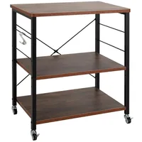Costway - 3 Ebenen Servierwagen mit 10 abnehmbaren Haken,