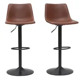 miliboo Barhocker Vintage PU Hellbraun 2er Set NEW ROCK