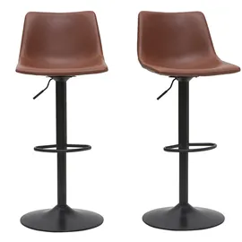 miliboo Barhocker Vintage PU Hellbraun 2er Set NEW ROCK