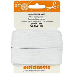 buttinette Gummiband "Breit-Elastik", weiß, Breite: 30 mm, Länge: 5 m