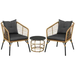 Outsunny Rattan Gartenmöbel-Set Stahl, Polyester, PE Rattan