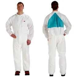 3M 4520CS Schutzanzug, Typ 5/6 - weiß/grün, Größe XL ohne Haube robust, wasserdampfdurchlässig, antistatisch, abklebbarer Reißverschluss, SMMMS-Material, fusselarm, gestrickte Bündchen