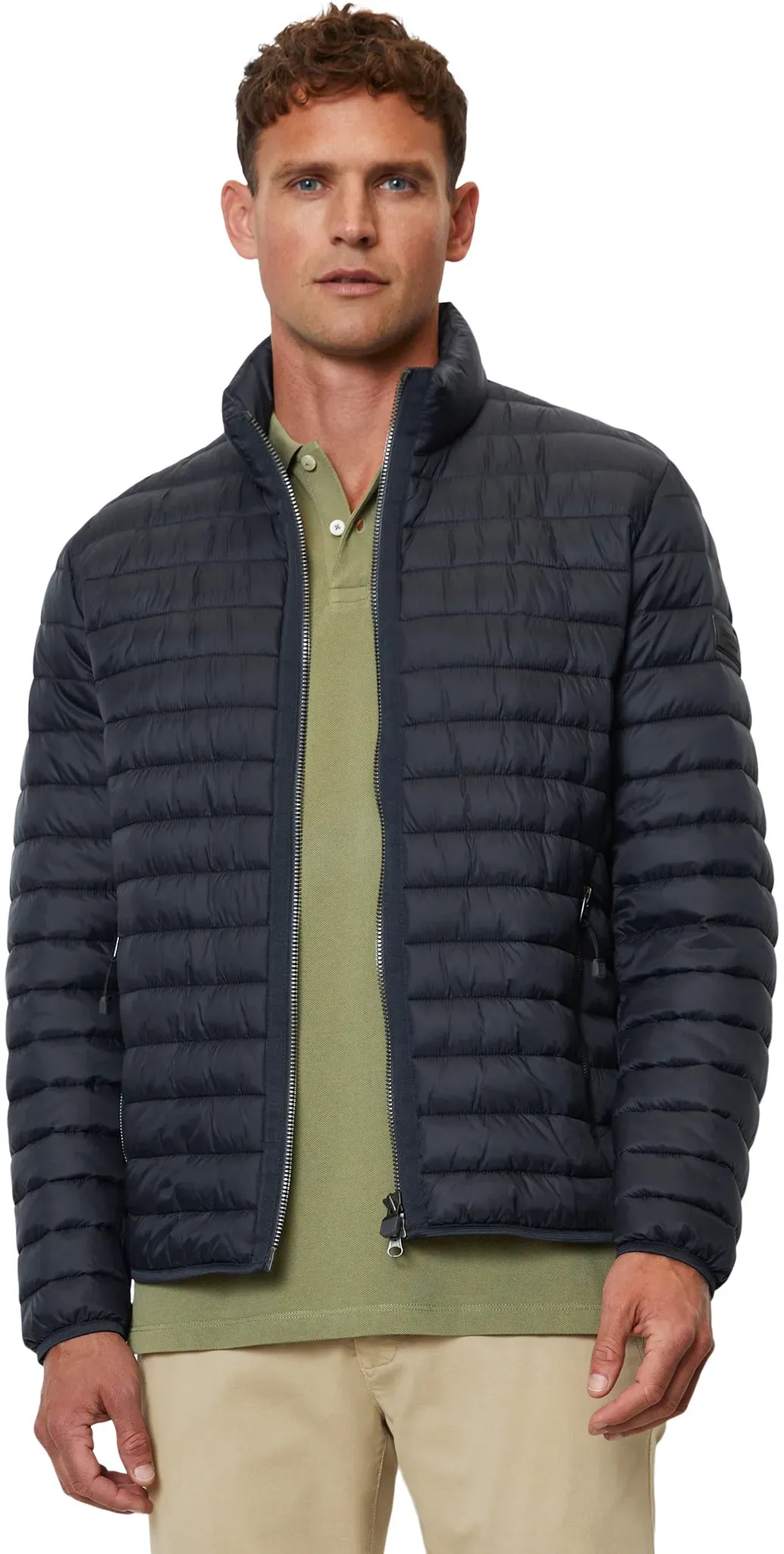 Outdoorjacke MARC O'POLO "mit Wattierung von Unifi REPREVE" Gr. L, blau Herren Jacken