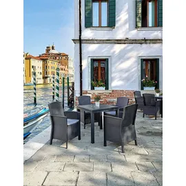 BICA Poltrona 2er Set Lido Gastro Sessel inkl. Sitzkissen, Graphit, Gartensessel, Wetterfest