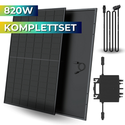 Balkonkraftwerk 800W Komplettset, Full Black Solarmodule Balkongeländer