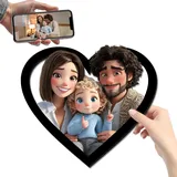 PSUNEY Personalisierte 3D Cartoon Stil Foto Hölzernes Fotorahmen Zeichen Benutzerdefinierte Familie Foto 3D Cartoon Portrait Geschenk Karikatur Bilderrahmen Hochzeitstag Weihnachtspaar Wanddekoration