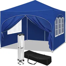 Woltu Faltpavillon 3 x 3 m inkl. 4 Seitenteile Blau