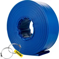 Vevor Abflussschlauch, 2" x 105', PVC-Gewebe-Flachschlauch, robuster Rückspül-Ablaufschlauch mit Klemmen, wetterfest und platzsicher, ideal für Schwimmbad und Wassertransfer, blau