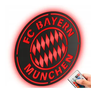LED Lampe Wandleuchte Dekoration Wanddekoration Logo FC Bayern München 49cm