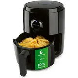 GOURMETmaxx Heißluftfritteuse Kombination aus Heißluftofen, Grill und Fritteuse, 1400 W, 6 Programme, Leichte Bedienung, 1400 Watt [Schwarz] - 2 Jahre Gewährleistung - mind. 14 Tage Rückgaberecht - Schwarz
