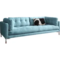 3-Sitzer TRENDS BY HG "LANDAU" Sofas Gr. B/H/T: 228cm x 75cm x 92cm, Cord, blau (mittelblau) in Cord-Stoff mit Metallfuß