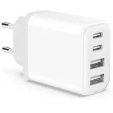 USB C Ladegerät, 40W 4-Port USBC Netzteil Adapter Mehrfach Replacement for iPhone 16 15 14 13 12 11 Pro Max SE 2020 XS XR, Pad, Galaxy, Schnellladegerät Handy Stecker Charger Ladestecker Ladeadapter