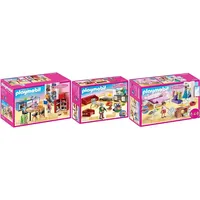 Playmobil Dollhouse 3er Set Küche + Wohnzimmer + Schlafzimmer