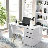 Dmora Schreibtisch Weiß Holzwerkstoff, 139x75x60 cm, Arbeitszimmer, Schreibtische, Bürotische