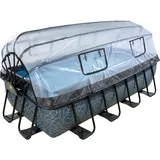 EXIT TOYS Stone Pool Set 400 x 200 x 100 cm inkl. Sandfilter, Abdeckung und Wärmepumpe