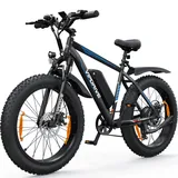 Vipdrive E-Bike Mountainbike, E Fatbike 26 Zoll mit 250W Fahrrad Motor, Elektrofahrrad Herren Damen mit 624Wh Abnehmbarer Akku, 3 PAS-Modus, 7-Gang für All-Terrain, Lange Reichweite bis 100KM