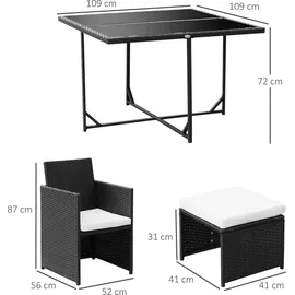 Outsunny Polyrattan Set 21-tlg. Tisch 109 x 109 cm