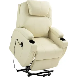 Homcom Fernsehsessel Creme, Kunststoff, Metall, 92x109x85 cm, Wohnzimmer, Sessel, Polstersessel