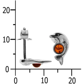 Ostsee-Schmuck Ohrstecker Delphin weiß 925 11 x 6