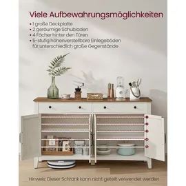 VASAGLE Sideboard 40 x 140 x 80 cm Braun / Weiß