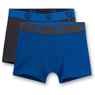 Sanetta Jungen Shorts, 2er Pack - Pants, Unterhosen, Baumwoll-Stretch, Fußball Blau/Grau 092