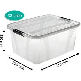 logiplast gmbh Aufbewahrungsboxen Set 21 Ltr. + 32 Ltr. + 55 Ltr. 3-tlg. transparent