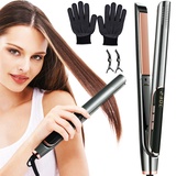 Glätteisen 2 in 1 Ionen Glätteisen Locken und Glätten, Reise Tragbar Haarglätter, Mini Glätteisen mit LCD Display, für Langes und Kurzes Haar Styling Tools