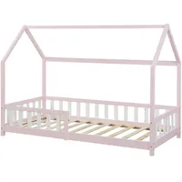en.casa kids Hausbett Hesel 90 x 200 cm Kiefer rosa