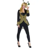 Karneval-Klamotten Kostüm Biene Damen Bienenjacke mit Haarreif mit Fühler, Bienenkönigin Bienchen Frauenkostüm Damenkostüm Fasching Karneval gelb|schwarz 46