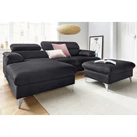 Cotta Polstergarnitur »Caluso«, (2 tlg.), Set: bestehend aus Ecksofa, Hocker, Ecksofa inkl. Kopfteilverstellung grau