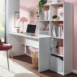 KADIMA DESIGN Schreibtisch mit Regal Weiß 170x59x143,5 cm Bürotisch Modern, Laptoptisch mit 6 Ablagen, Homeoffice Computertisch mit