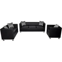 vidaXL Sofa Kunstleder 3-Sitzer + 2-Sitzer + Sessel Schwarz