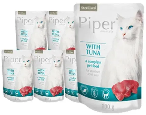 DOLINA NOTECI PIPER Thunfischbeutel 10x100g Nassfutter für Katzen nach der Sterilisation