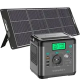 300W(Spitzenwert 600W) Solarspeicher mit 200W Solarpanels Solaranlagen Solarzelle, Tragbare Power Station Stromerzeuger Solargenerator Ladegerät